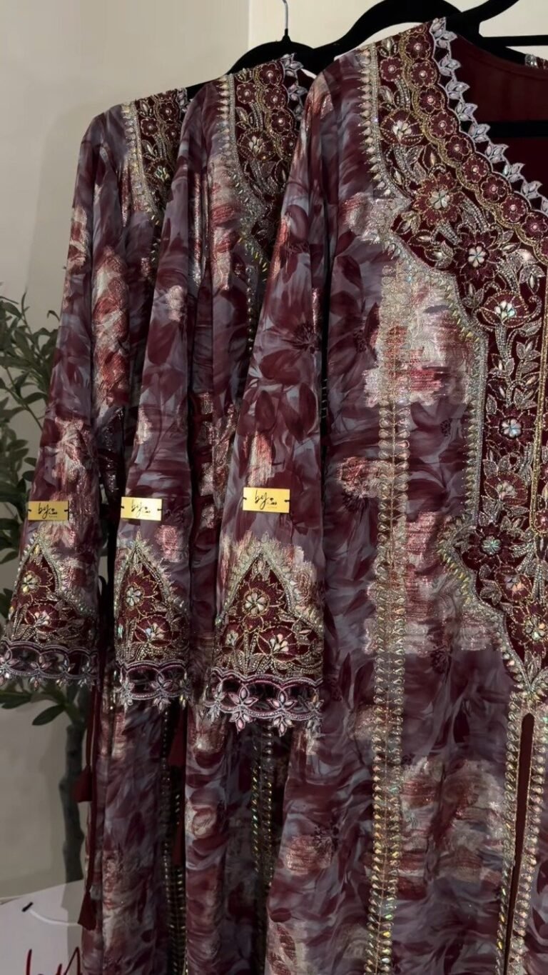 Maroon Floral Printed & Sequined Embellished Ethnic Kaftan – Available in One Colour Variant