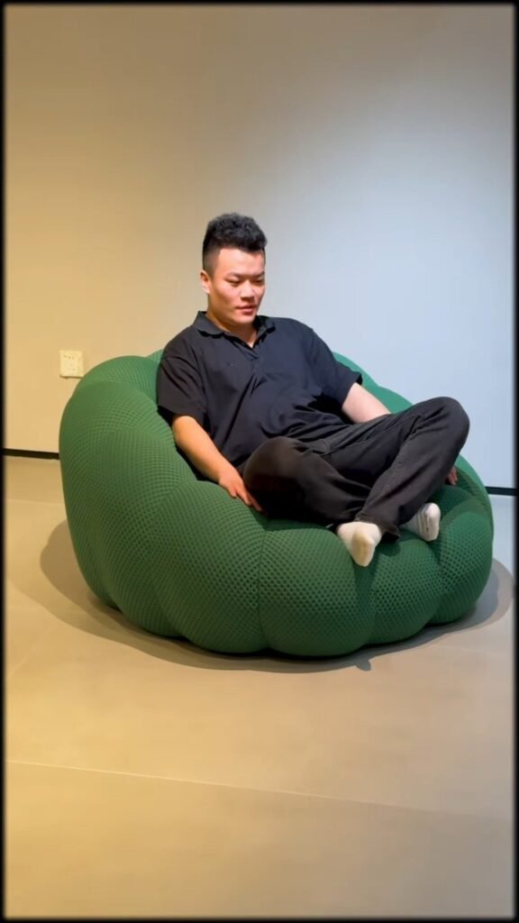 Oversized Pumpkin-Shape Bean Bag Lounge Chair | Giant Soft Mesh Fabric Floor Seat for Living Room, Bedroom & Gaming - Photo 1